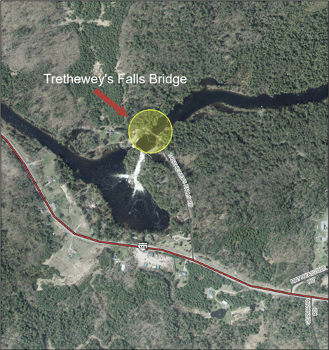 Trethewey Falls Bridge aerial view